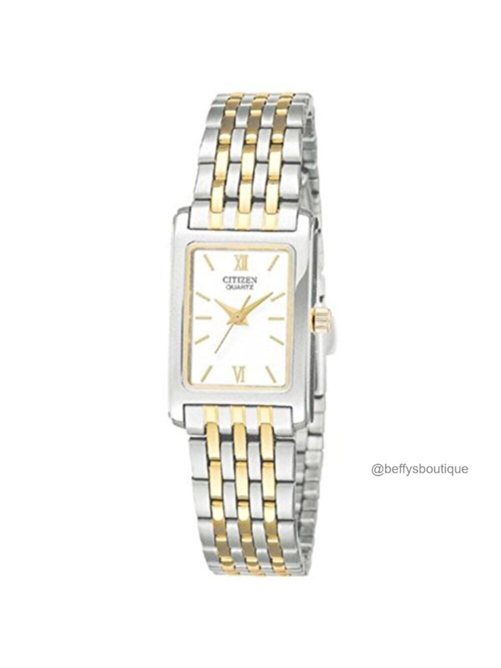 Citizen Quartz Wrist Watch Two-Tone Stainless Steel Rectangle Analog